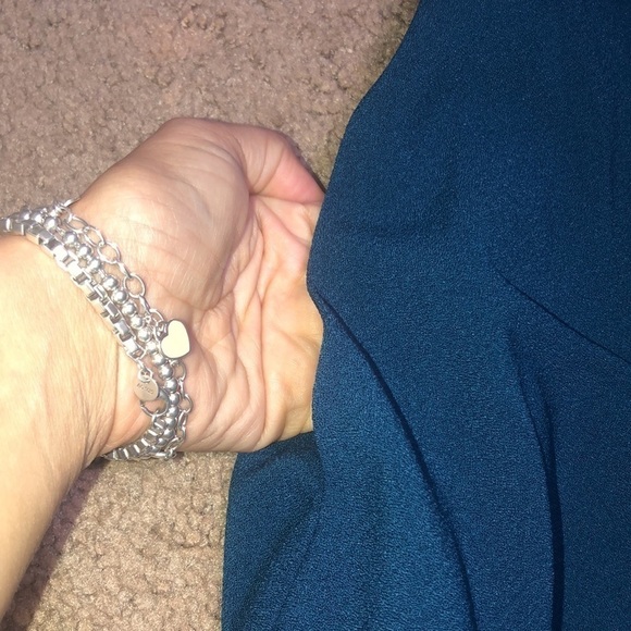 Dress The Population Catalina Fit & Flare Skater V-Neck Dress Peacock Blue Small - Picture 6 of 11